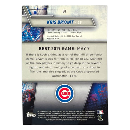 TOPPS MLBカード BOWMAN'S BEST KRIS BRYANT CUBS /99 #30 中古 IT2