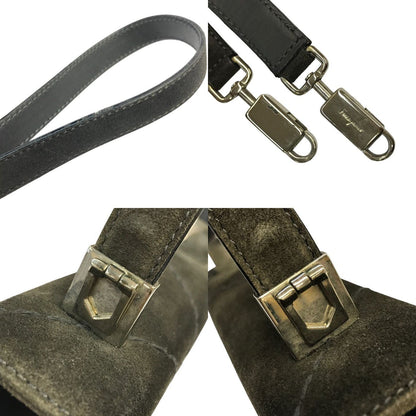 Salvatore Ferragamo フェラガモ ハンドバッグ レディース スウェード 2way ショルダーバッグ ミニサイズ ダークブラウン/グレー DY-219767 中古 T1