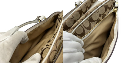 COACH コーチ シグネチャー トート バッグ 10532 鞄 ブランド レディース ホワイト 中古 W４