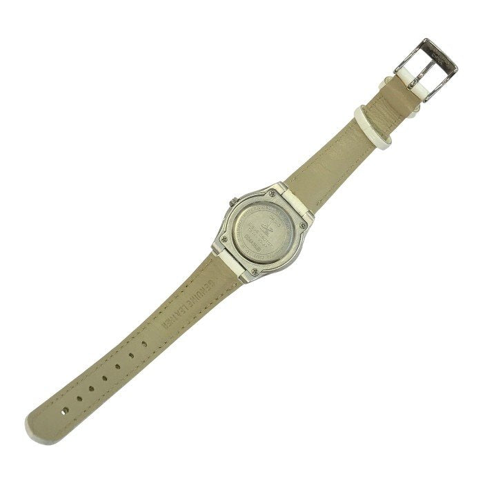 CASIO wave ceptor 腕時計 レディース アナログ タフソーラー 電波 デイト レザーバンド ステンレス シルバー/ホワイト/ピンクゴールド LWQ-10 中古 T1