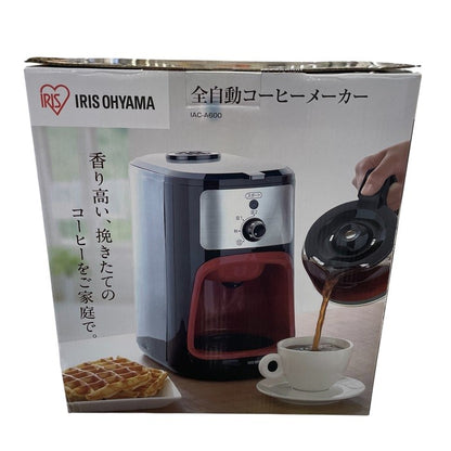 アイリスオーヤマ コーヒーメーカー 全自動 メッシュフィルター付き 1~4杯用 ブラック IAC-A600 ドリップ式 ミル付き 600ml 保温 中古 R1