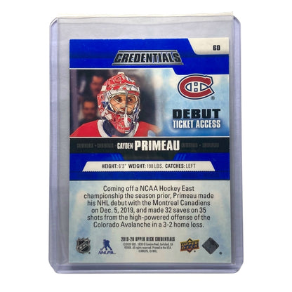 UPPER DECK NHLカード GREDENTIALS CAYDEN PRIMEAU CANADIENS 322/999 #60 中古 IT2
