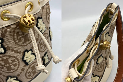TORY BURCH トリーバーチ Tモノグラム ジャガード ベルバッグ/バケットバッグ 2023年限定 ラビット 中古 D4