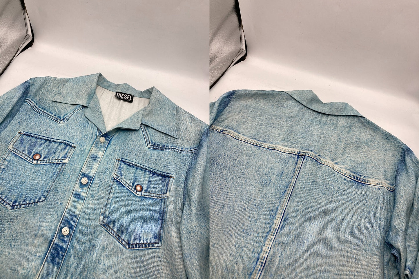 DIESEL ディーゼル 転写プリント 半袖シャツ レーヨン サイズ46 メンズ 中古 D4