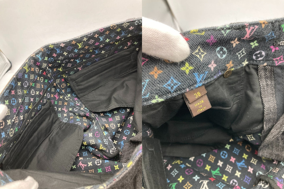 LOUIS VUITTON ルイヴィトン モノグラム マルチカラー クロップド デニムパンツ RW091W WOPA02DAZ サイズ38 レディース 中古 D4