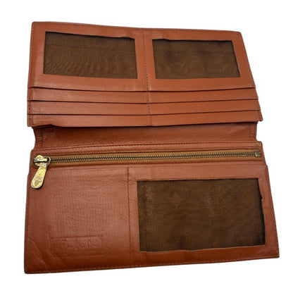 MCM モノグラム 二つ折り長財布 ブラウン 定期入れ 薄型 エムシーエム レディース メンズ ブランド 中古 W４