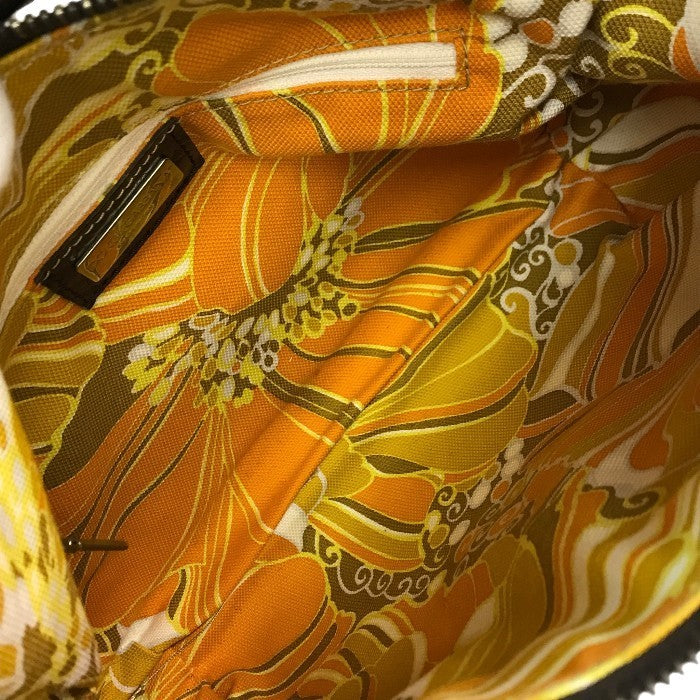 DOLCE&GABBANA ドルチェ&ガッバーナ ショルダーバッグ レディース スウェードレザー 型押し ロゴプレート 内総柄 2way ハンドバッグ ベージュ/ブラウン 中古 T1