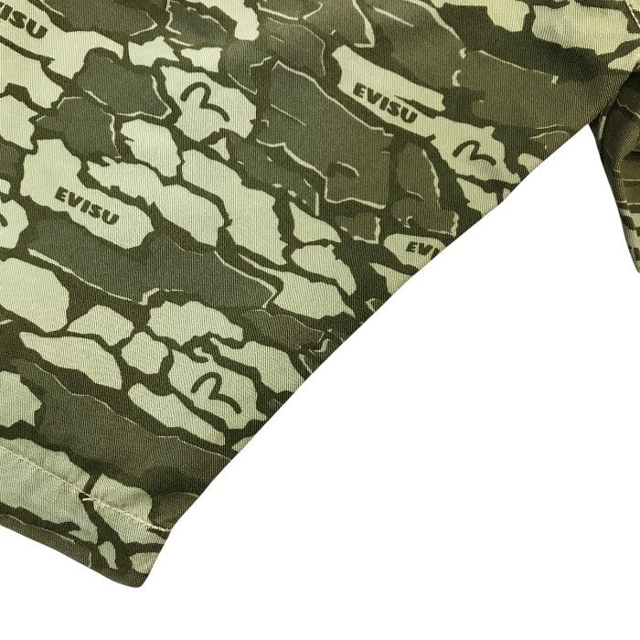 EVISU エヴィス ショートパンツ メンズ コットン ハーフパンツ 短パン カモメ カモフラ 迷彩 カーキグリーン 36サイズ 2001 中古 T1