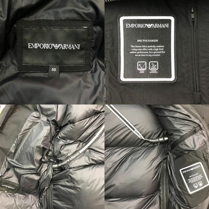 EMPORIO ARMANI エンポリオアルマーニ ダウンコート メンズ 冬 ロング丈 サイドジップ スタンドカラー 防寒 ブラック 50  6L1L90 1NNFZ 中古 T1