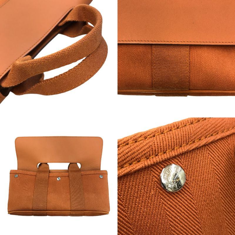 HERMES エルメス ヴァルパライソロングPM ハンドバッグ レディース キャンバス/レザー ポーチ付き ミニサイズ フラップ オレンジ 中古 T1