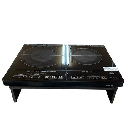 アイリスオーヤマ IH 2口 調理器 IHC-WKG3-B フルフラット 高火力 過熱防止 台付き 中古 R4