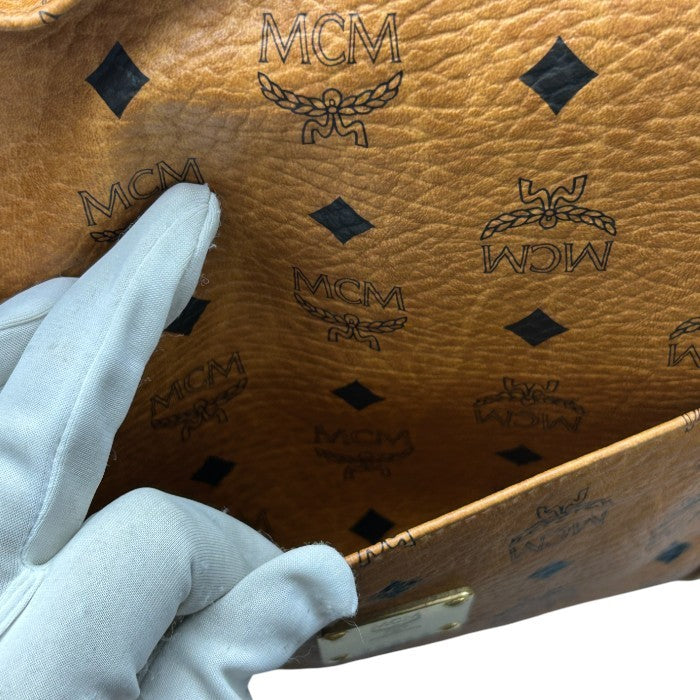 MCM エムシーエム ロゴグラム トートバッグ コニャック 鞄 ブランド レディース おしゃれ 総柄 中古 W４