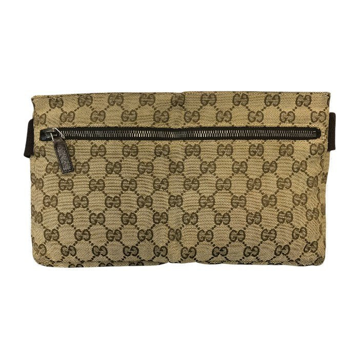 GUCCI グッチ ボディバッグ メンズ GGキャンバス/レザー ウエストポーチ 斜め掛け ショルダーバッグ ベージュ/ブラウン 28566 中古 T1