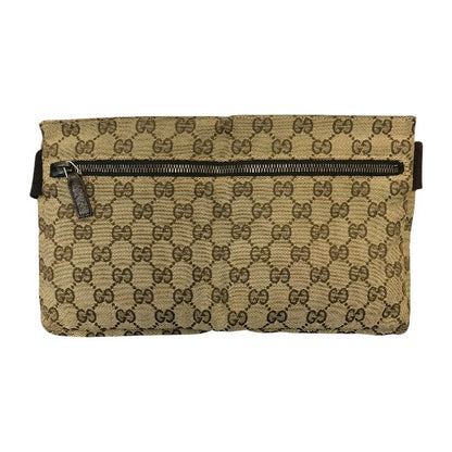 GUCCI グッチ ボディバッグ メンズ GGキャンバス/レザー ウエストポーチ 斜め掛け ショルダーバッグ ベージュ/ブラウン 28566 中古 T1