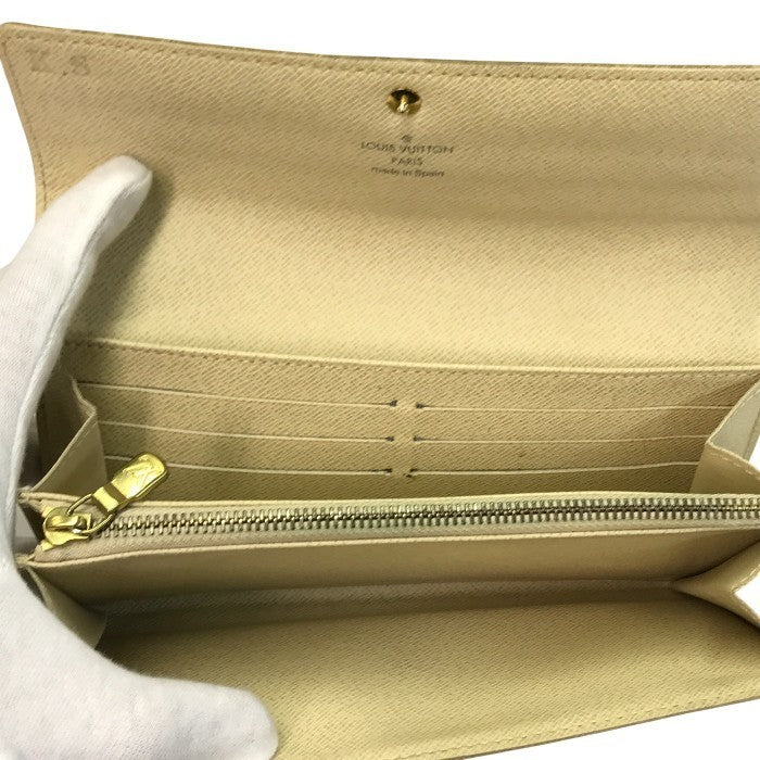 LOUIS VUITTON ルイヴィトン ダミエ アズール  ポルトフォイユサラ 長財布 2つ折り 旧型 ホワイト N61735 中古 T1
