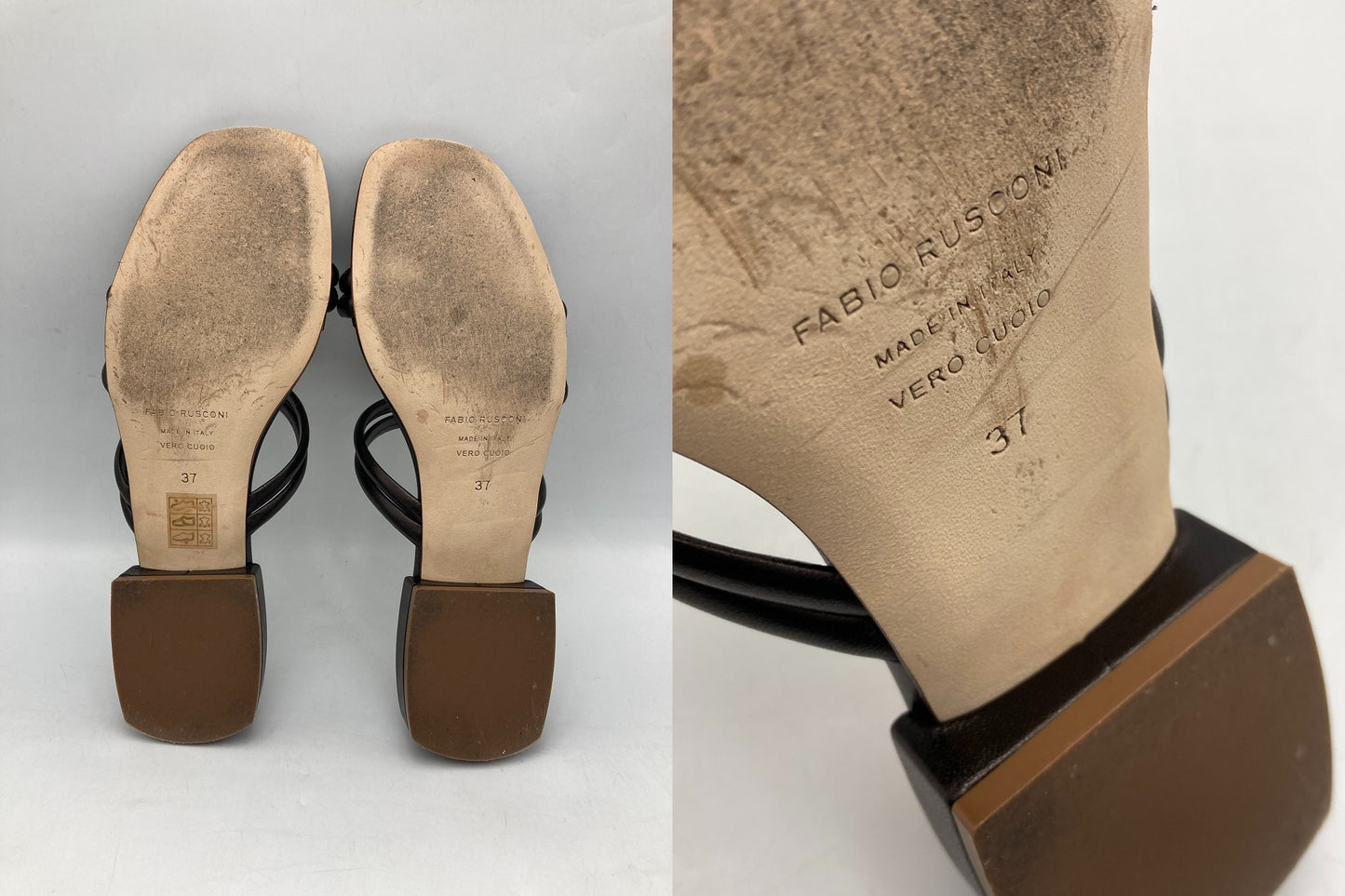 FABIO RUSCONI ファビオルスコーニ レザー クワッドラインサンダル サイズ37 中古 D4