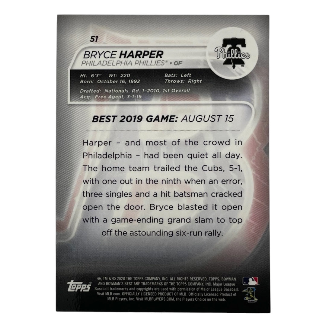 TOPPS MLBカード BOWMAN'S BEST BRYCE HARPER PHILADELPHIA PHILLIES /250 #51 中古 IT2