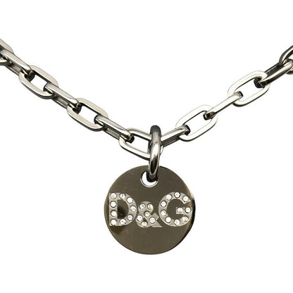 D&G ドルチェ＆ガッバーナ ネックレス レディース プレート ロゴ ラインストーン シルバー 44cm 中古 T1