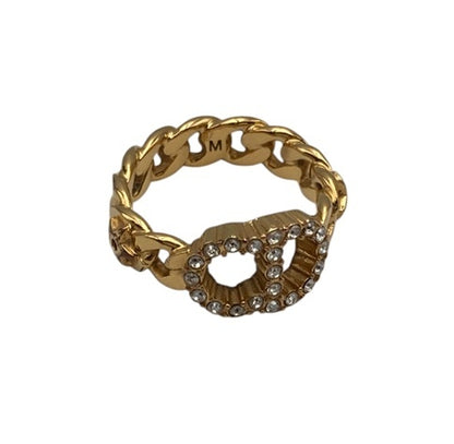 Christian Dior ディオール CDロゴ ラインストーン リング 中古 D4