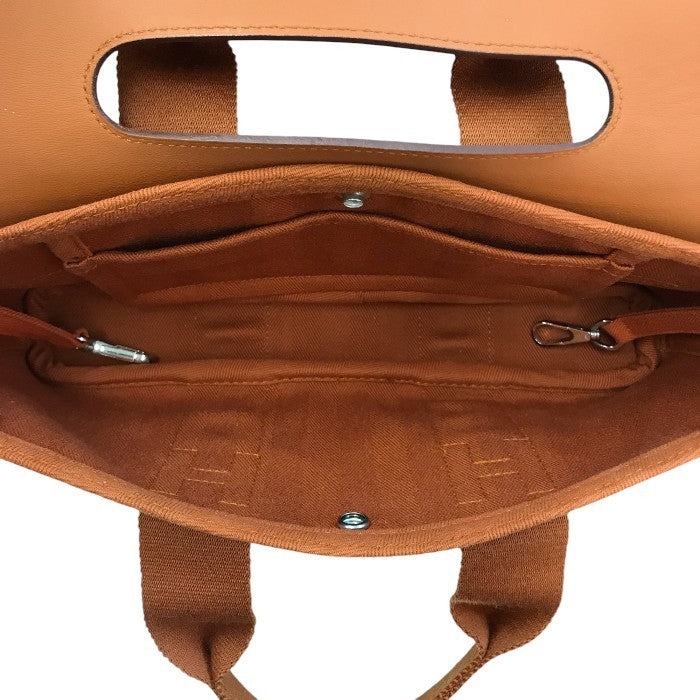 HERMES エルメス ヴァルパライソロングPM ハンドバッグ レディース キャンバス/レザー ポーチ付き ミニサイズ フラップ オレンジ 中古 T1