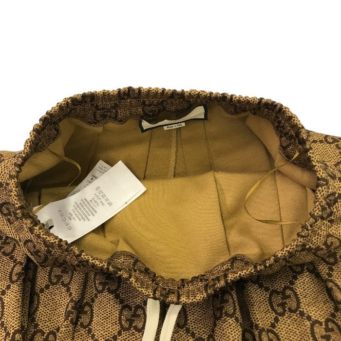 GUCCI グッチ テクニカル ジャージースカート レディース 秋冬 ロング GG柄 プリーツ ブラウン XXS ブランド 総柄 かわいい ウエスト紐 中古 KW1
