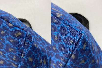 Herve chapelier エルベシャプリエ ナイロン 舟型 トートS ヒョウ柄 パンサー ブルー 中古 D4