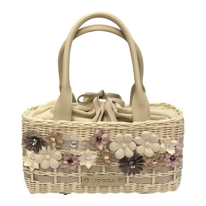 TOCCA トッカ FLOWER RATTAN かごバッグ レディース 春夏 お花 フラワー ハンドバッグ ビジュー ホワイト 6226425 中古 T1