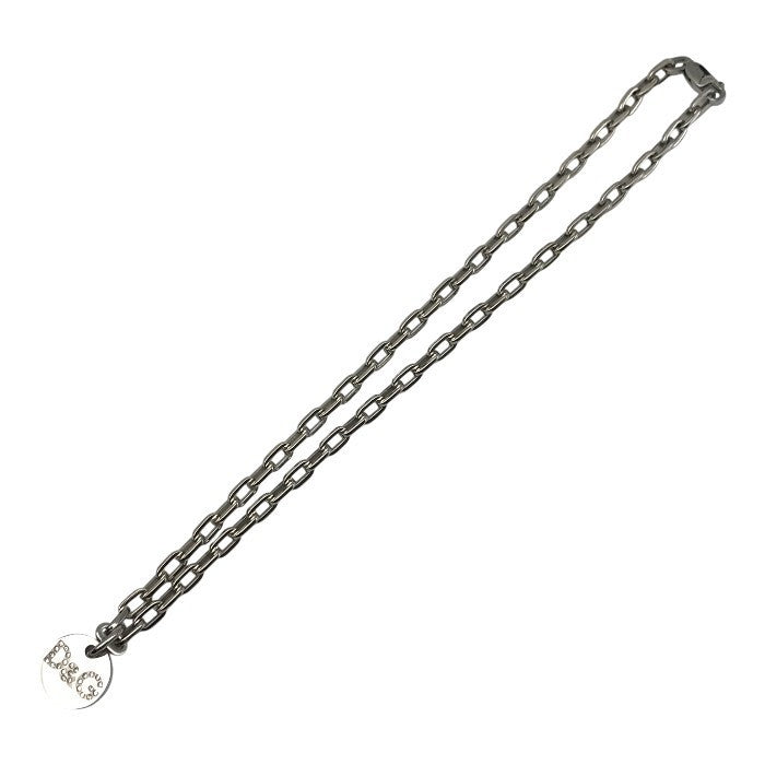 D&G ドルチェ＆ガッバーナ ネックレス レディース プレート ロゴ ラインストーン シルバー 44cm 中古 T1