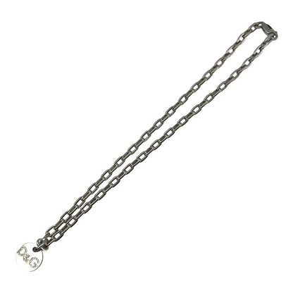 D&G ドルチェ＆ガッバーナ ネックレス レディース プレート ロゴ ラインストーン シルバー 44cm 中古 T1