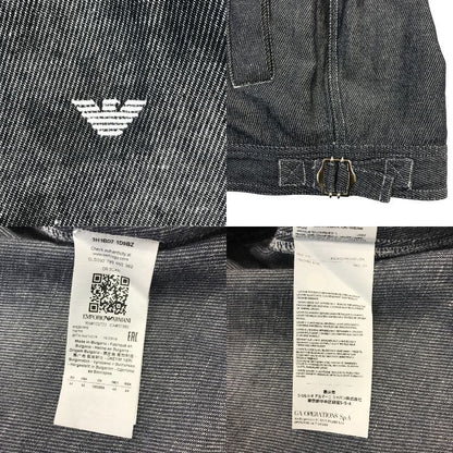 EMPORIO ARMANI エンポリオアルマーニ ジャケット メンズ コットン リネン デニム フルジップ インディゴブルー 44サイズ 3H1BD7 1D9BZ 中古 T1
