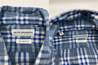 PIETRO PROVENZALE  ピエトロ プロベンザーレ チェック柄 カッタウェイ シャツ サイズ16/41 長袖 中古 D4