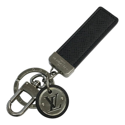 LOUIS VUITTON ルイヴィトン タイガ ポルトクレネオ キーホルダー ユニセックス レザー キーリング チャーム シルバー金具 ブラック M67242 中古 T1