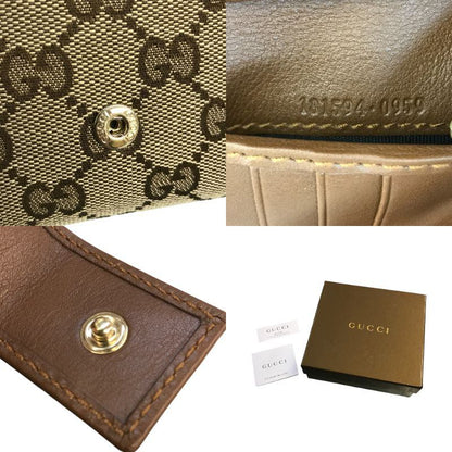 GUCCI グッチ 財布 レディース GGキャンバス レザー 二つ折り インターロッキング ブラウン/ベージュ 181594 0959 中古 T1