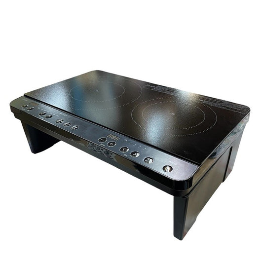 アイリスオーヤマ 2口 IHクッキングヒーター 最大1400W 100V 脚付き(18cm) ブラック IHK-WT41SAZ-B 電化 工事不要 安全 高火力 過熱防止 中古 R4