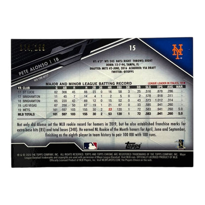 TOPPS MLBカード CHROME PETE ALONSO NEW YORK METS /199 #15 中古 IT2