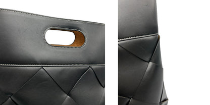 BOTTEGA VENETA ボッテガヴェネタ マキシ イントレチャート ハンドバッグ クラッチ ブラック 鞄 ブランド レディース 中古 W４