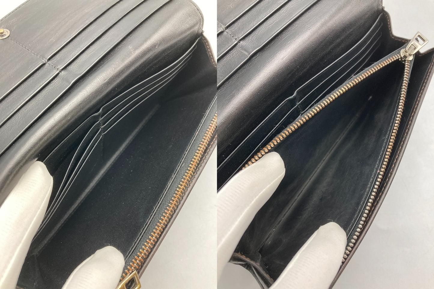 LOEWE ロエベ レザー 2つ折り長財布 アナグラム ブラック 中古 D4