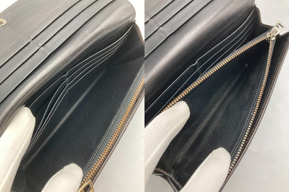 LOEWE ロエベ レザー 2つ折り長財布 アナグラム ブラック 中古 D4