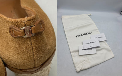 Salvatore Ferragamo サルヴァトーレフェラガモ スウェード エスパドリーユ ウェッジヒール パンプス サイズ5 レディース 中古 D4