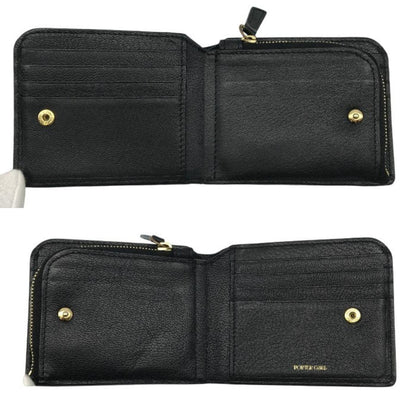 PORTER GIRL GEM ポーターガール 財布 レディース 2つ折り レザー ホック L字ファスナー ブラック 109-03820 中古 T1