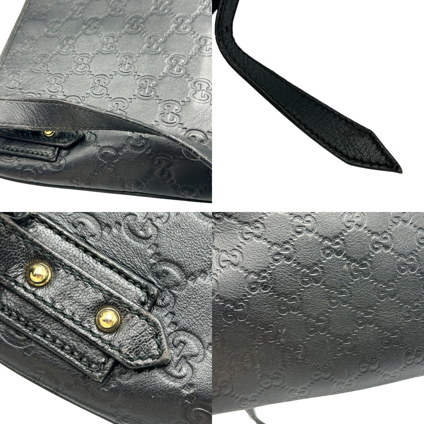 GUCCI グッチ シマ ショルダーバッグ ブラック 239347 ブランド バッグ レディース 肩掛け 斜め掛け 本革 レザー 中古 W４