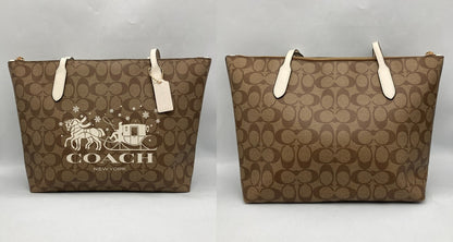 COACH コーチ シグネチャー ウインターロゴ ホース＆スレイ トートバッグ CN626 中古 D4