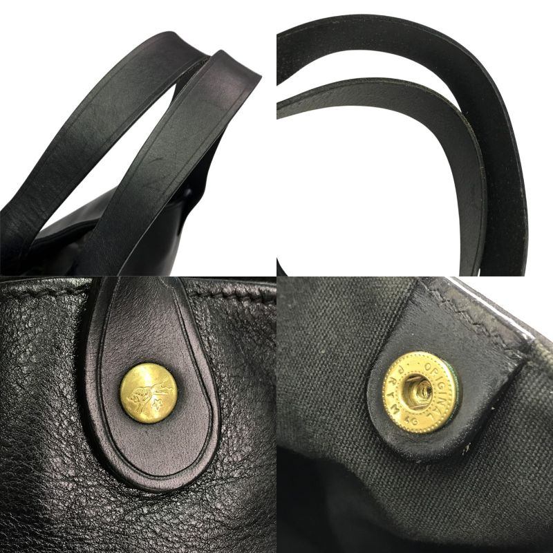 IL BISONTE イルビゾンテ トートバッグ ユニセックス レザー ハンドバッグ ロゴ ブラック 5432400114 中古 T1