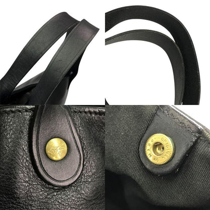 IL BISONTE イルビゾンテ トートバッグ ユニセックス レザー ハンドバッグ ロゴ ブラック 5432400114 中古 T1