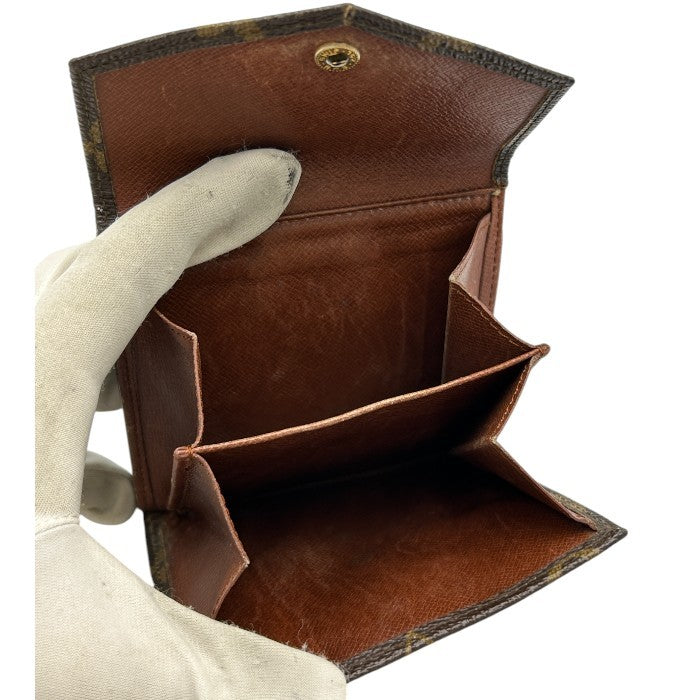 LOUIS VUITTON ルイヴィトン モノグラム ポルトモネビエ 三つ折り財布 M61660 ブランド コンパクト 財布 メンズ レディース ダブルホック 中古 W４