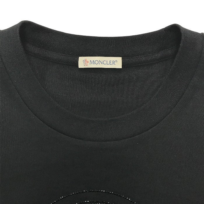 MONCLER モンクレール Tシャツ レディース 半袖 コットン ロゴ ラインストーン ブラック Sサイズ H20938C00016 中古 T1