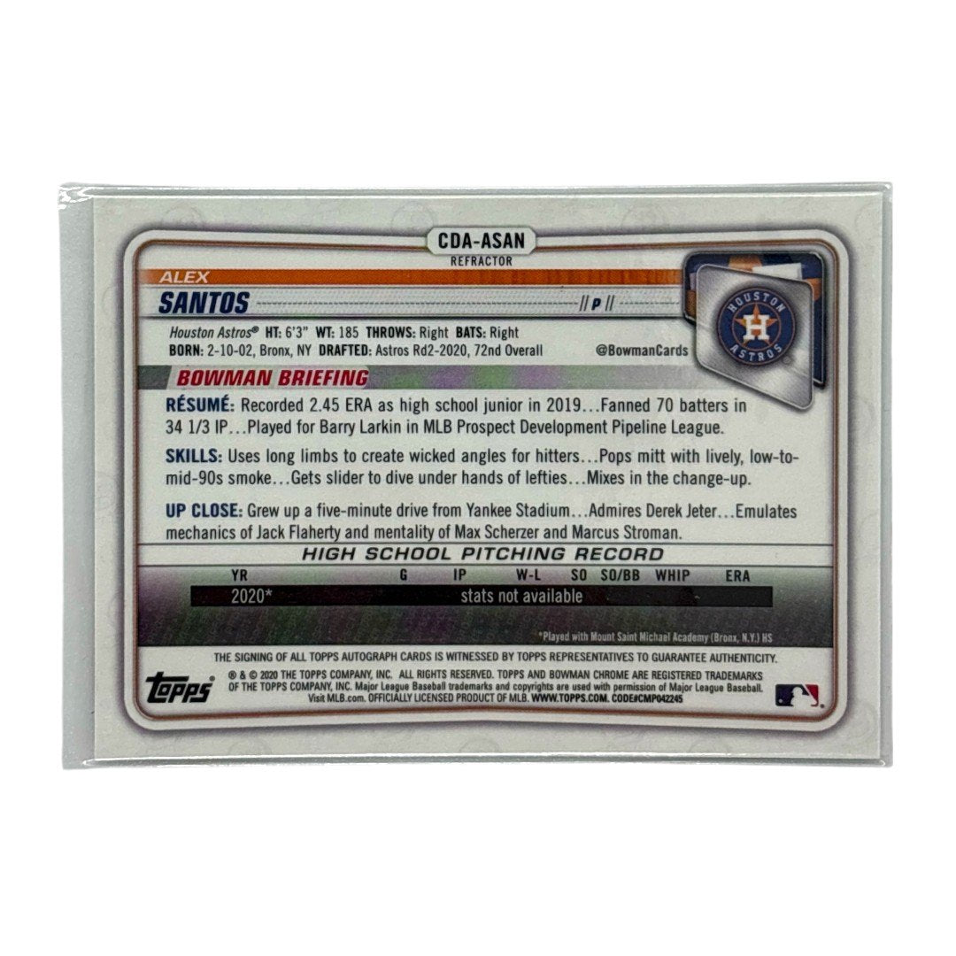 TOPPS MLBカード BOWMAN CHROME 1ST ALEX SANTOS HOUSTON ASTROS /499 #CDA-ASAN 中古 IT1