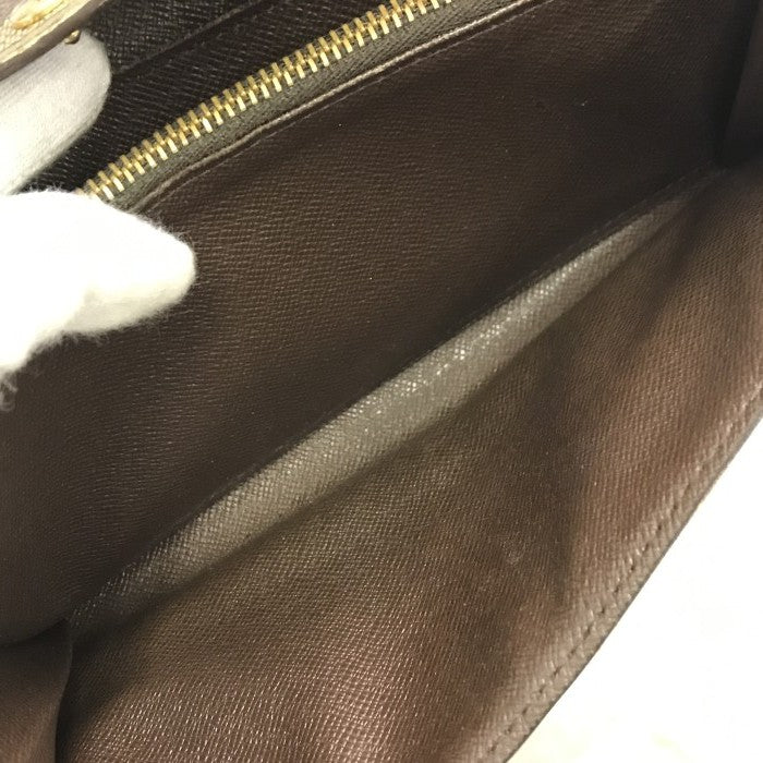 LOUIS VUITTON ルイヴィトン ダミエ ポシェット ポルト モネ クレディ 長財布 二つ折り カード6枚 ブラウン N61724 中古 T1