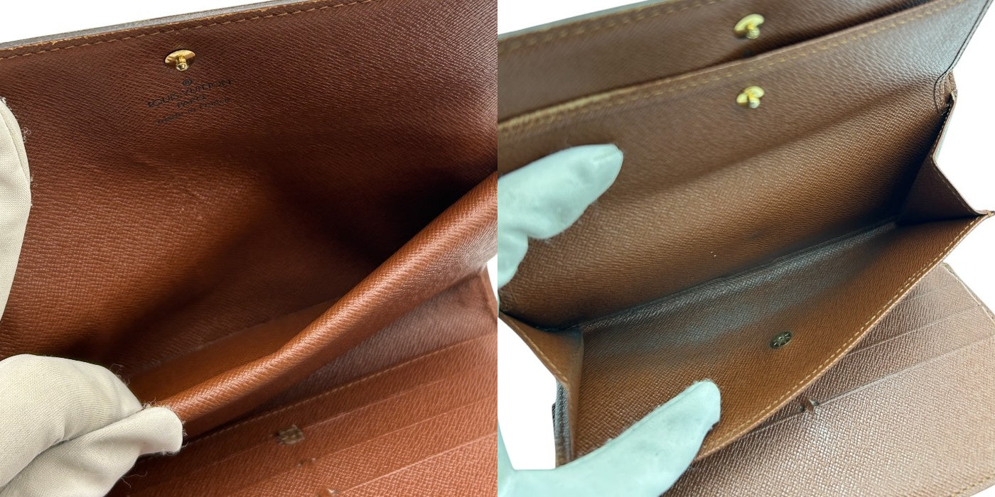 LOUIS VUITTON ルイヴィトン モノグラム ポルトトレゾール・インターナショナル 長財布 M61215 財布 ブランド メンズ レディース ブラウン 中古 W４