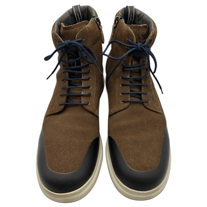 Salvatore Ferragamo サルヴァトーレ フェラガモ スエード ハイカット スニーカー 7.5(約25.5cm) 靴 シューズ メンズ ブラウン 中古 W4